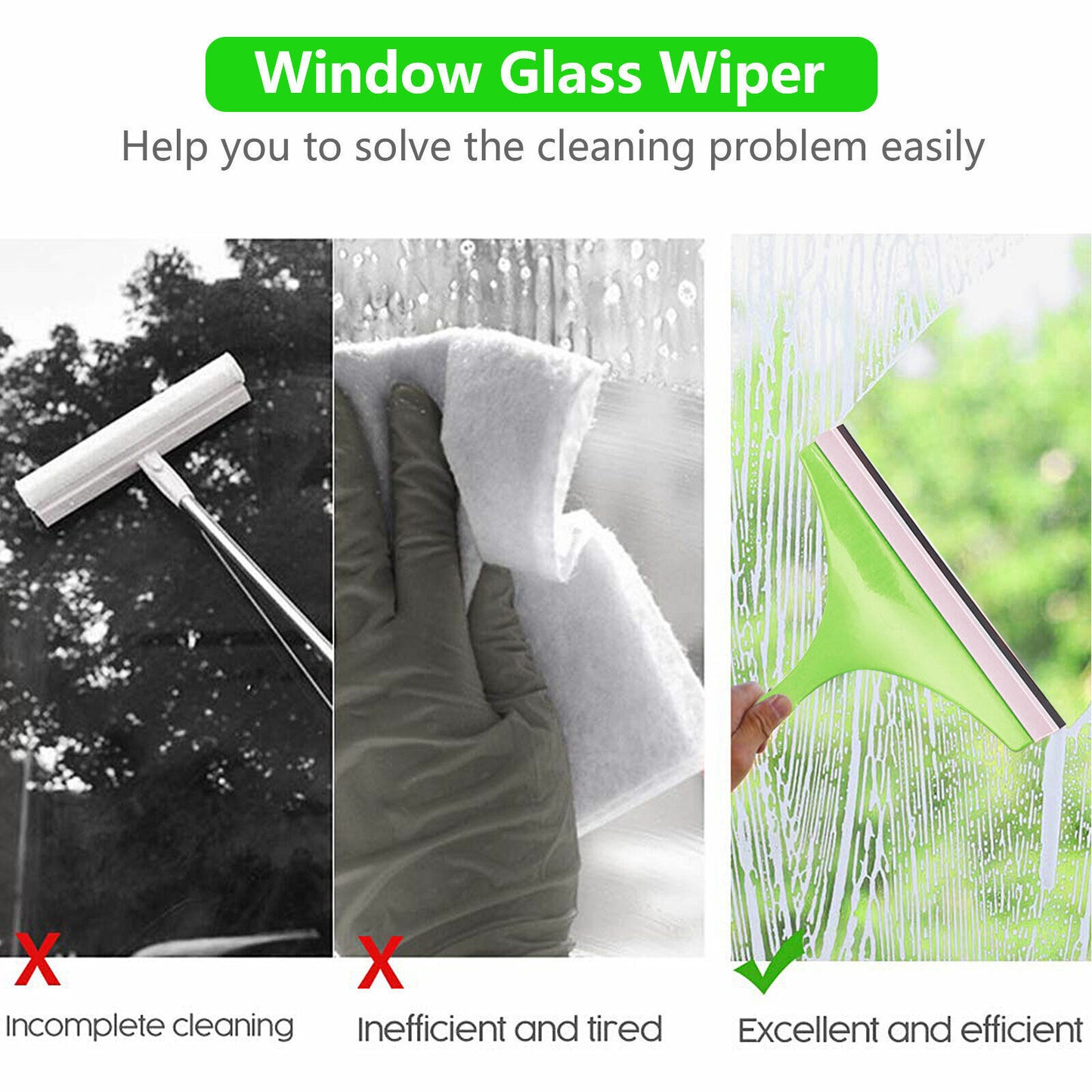 3X Glass Window Wiper Cleaner Squeegee Shower Screen Mirror